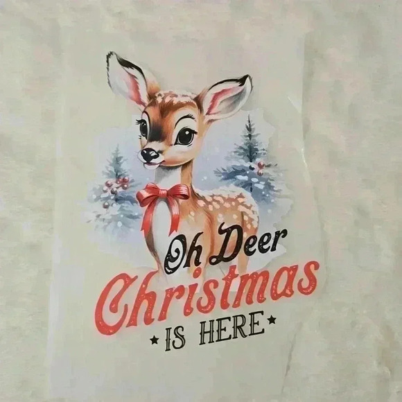Other - Oh Deer Christmas Is Here Vintage Style Christmas Reindeer DTF Transfer